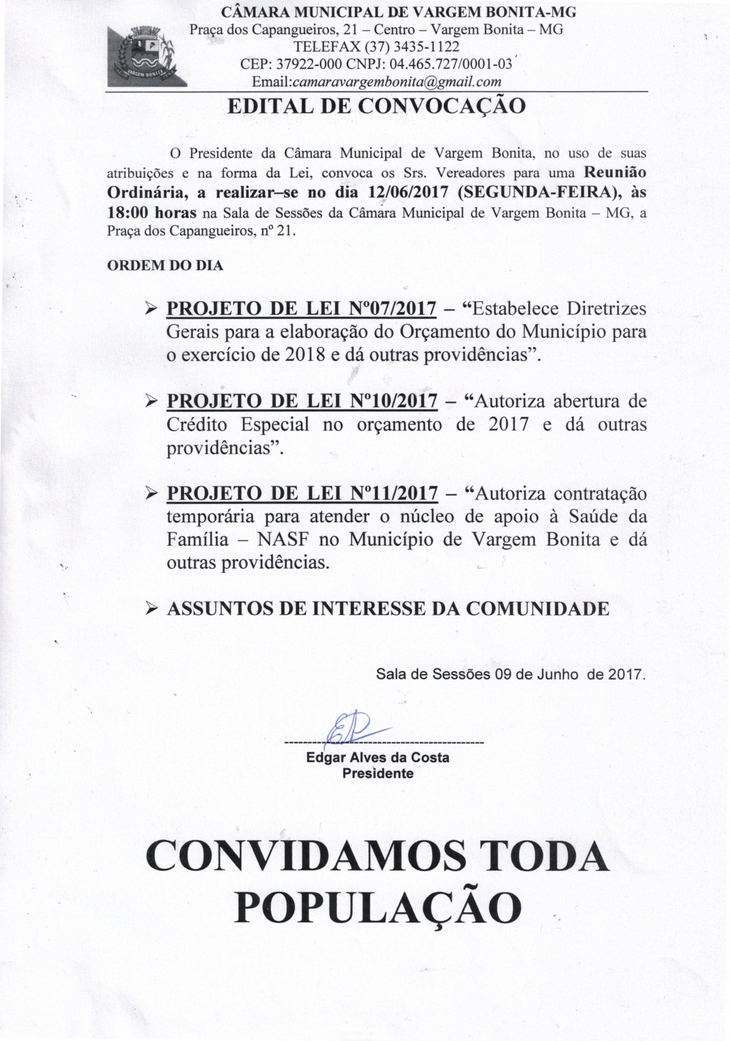 EDITAL DE CONVOCAÇÃO 